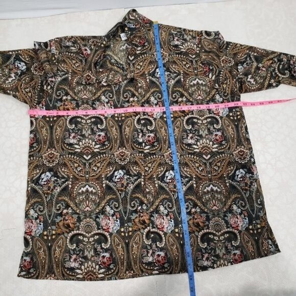 Claudia Richard Vintage Long Sleeves Button up Paisley Print Blouse Size Large - Picture 9 of 11